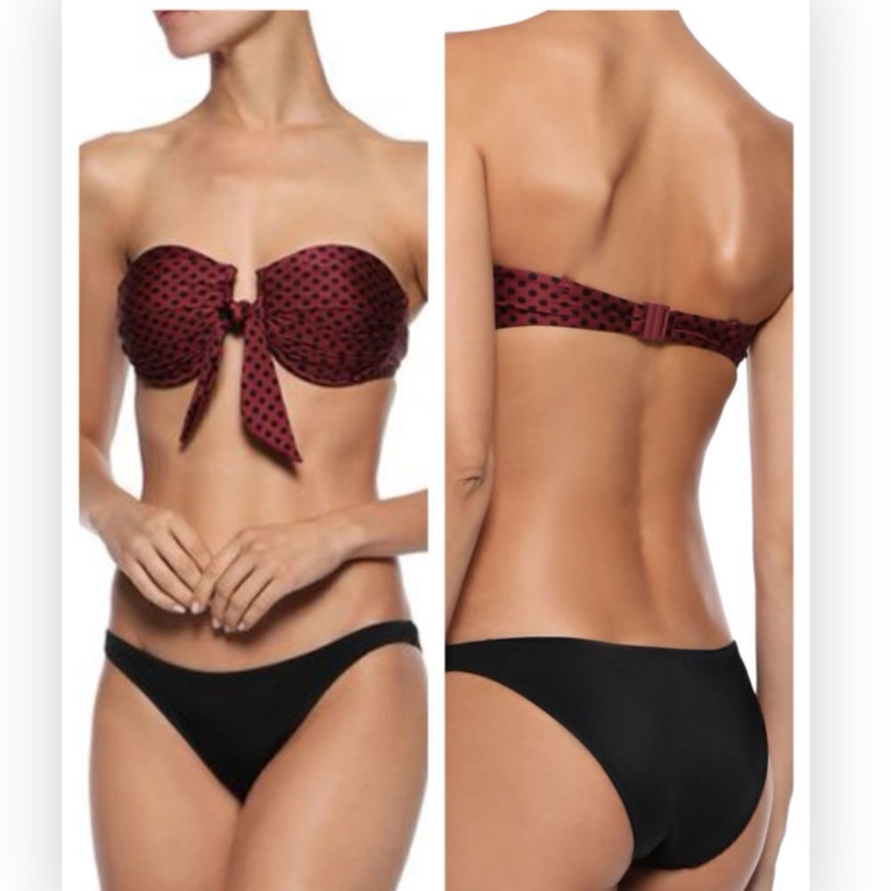 Zimmermann Juno Tie Bandeau Top in Red/
Black Dot 0/XS $231 NWT